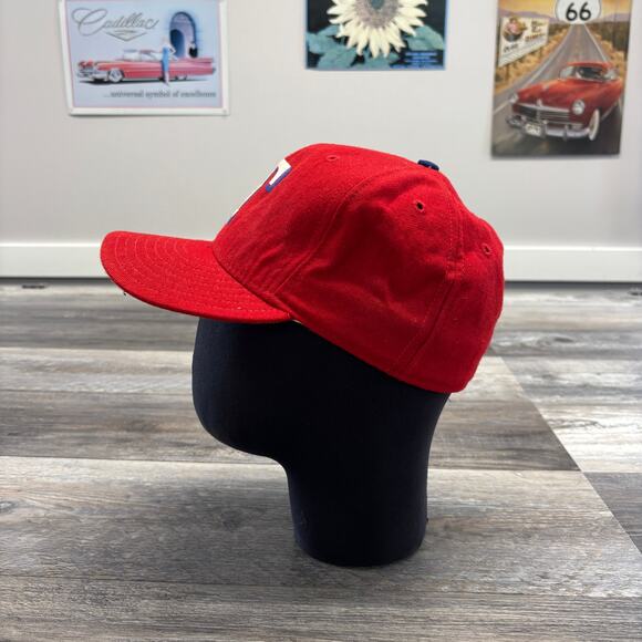 Vintage New Era MLB Texas Rangers Red 7 1/8”‎ M Fitted Baseball Hat Cap USA Made - Picture 2 of 7